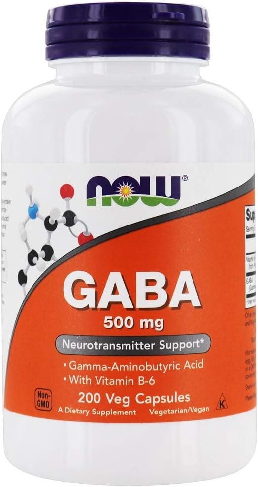 AHORA Alimentos - GABA con vitamina B6 500 mg. - 200 cápsulas vegetales
