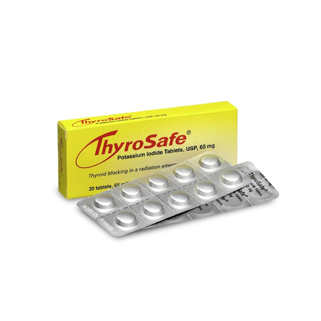 ThyroSafe 65mg Potassium Iodide Tablets (20 Pack) - Protects Your Thyroid from Nuclear Radiation Exposure