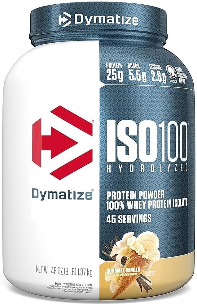 Dymatize ISO 100 Whey Protein Powder Isolate, Gourmet Vanilla (45 Servings)