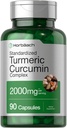 Horbäach Turmeric Curcumin Suplemento 2000mg  90 Capsules Silencioso Complejo con Black Pepper Silencio No Gluten Gratis