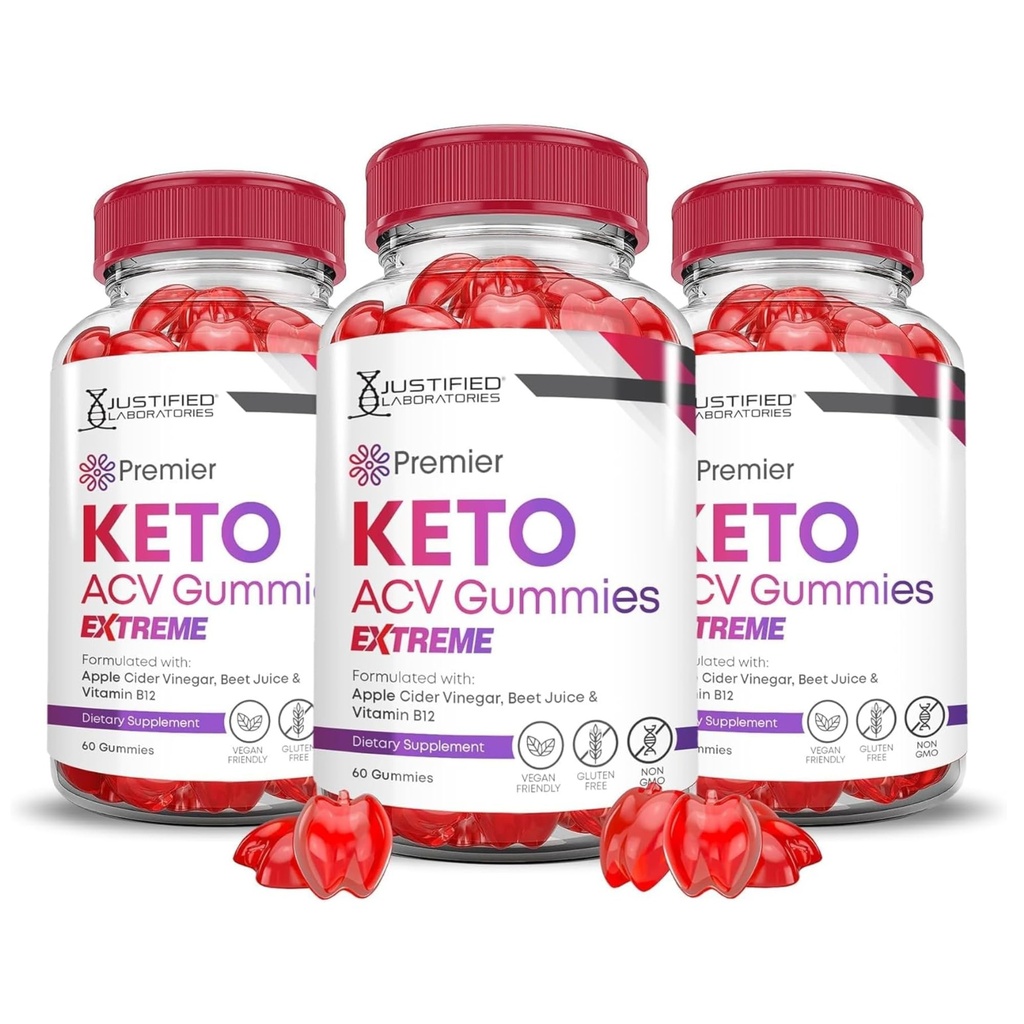 Laboratorios Justificados (3 Pack Premier Keto ACV Gummies Advanced Weight Pérdida Extreme 2000MG Premier Formulado con Pomegranate Beet Juice Powder B12 Vegan Non GMO 180 Gummys