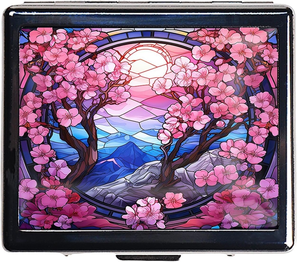 7 días cromado brillante plata píldora organizador con espejo interior tiene 8 partes separadas rectángulo 7 días caja de la píldora del día caja de la píldora (Cherry Blossom)