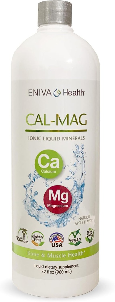 Suplemento de magnesio de calcio iónico líquido (32oz) Huesos saludables, pelo, uñas y cuerpo. Doctor Fórmido. Cero calorías. Cero Azúcar. por Eniva Health.
