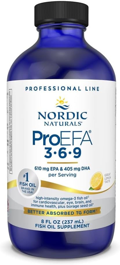 Naturales nórdicos ProEFA 3-6-9, Sabor de limón - 8 oz - 1270 mg Omega-3 - EPA &amp; DHA con añadido GLA - Esquí sano, Cognición, " Mood positivo - No GMO - 48 Servimientos