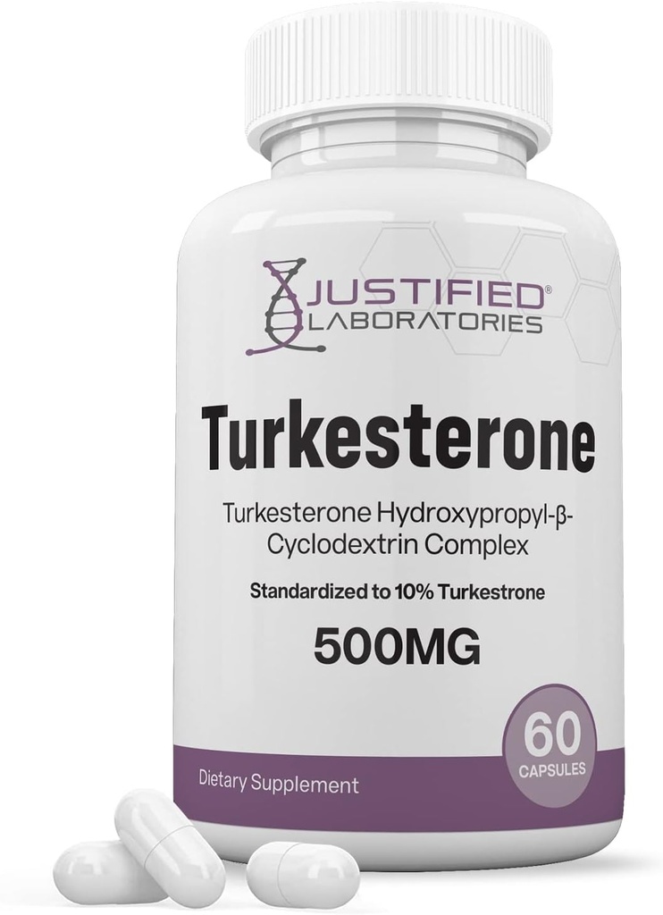 Laboratorios Justificados Turkesterone 500mg 10% Estándarizado Naturalmente Aumentar resistencia Fuerza 60 cápsulas