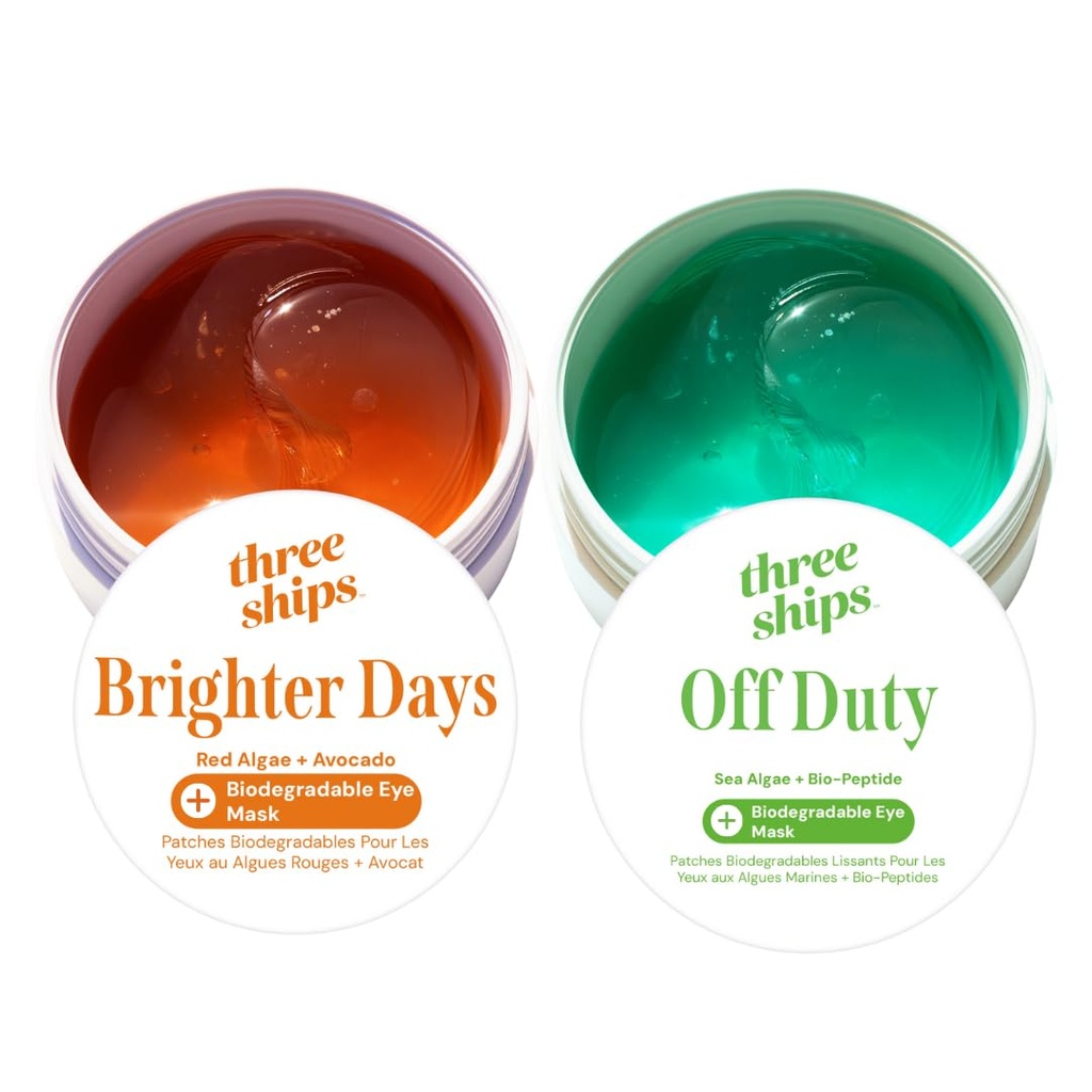 Tres barcos de regalo de máscara de ojos - Máscaras de ojos biodegradables – Como se ve en la dentadura de los dragones – Bajo parches de ojos para el tratamiento de bolsa de ojos y oscuros – 30 conjuntos (60 parches), 2,96 oz