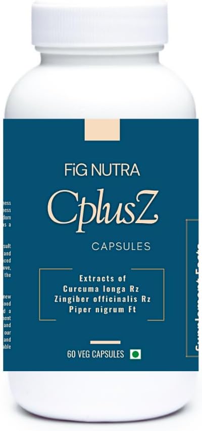 CPlusZ de FiG Nutra: Curcumina de Alta Potencia con Extractos de Pepper &amp; Ginger Negro – Fórmula Mejorada para Soporte Metabólico y Antioxidante Conjunto – 60 Caps de Veg