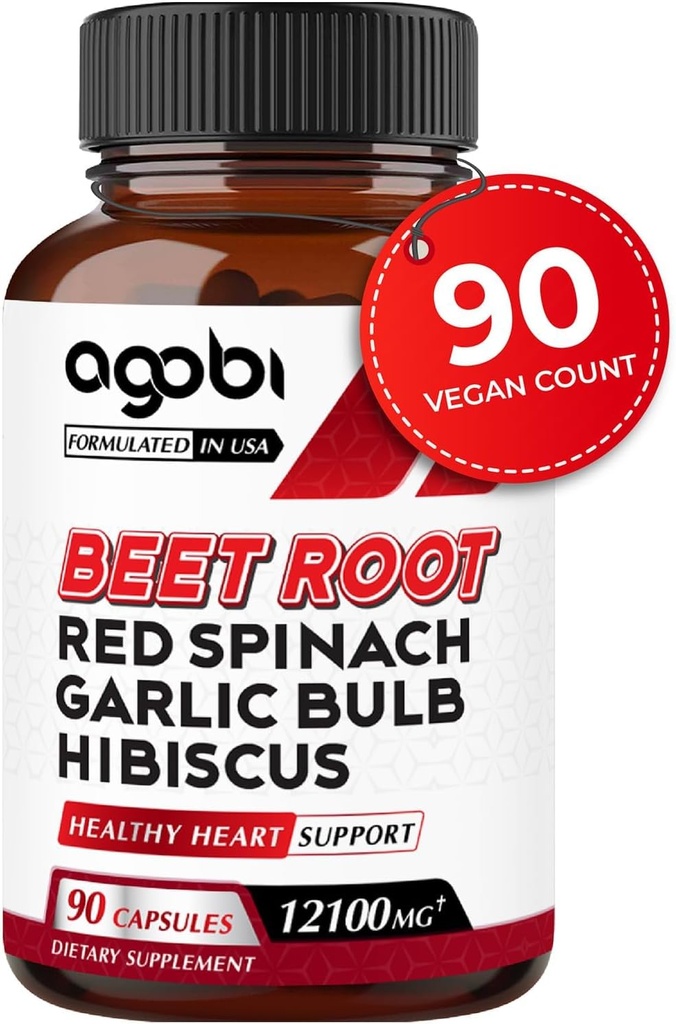 5in1 Beet Root Capsules - Añadido con espinacas rojas, ajo orgánico Bulb, Hibiscus " Black Pepper - Apoyo para la producción de energía, sistema inmunológico " Salud digestiva - 90 cápsulas Vegan