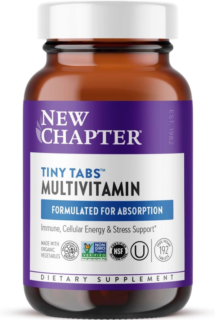 Nuevo Capítulo Tiny Tabs Multivitamínico con 20+ Nutrientes para Immune, Energía Celular & Stress Support, incluyendo vitamina D3 + B Vitaminas, 192 Conde