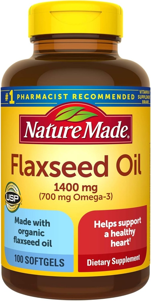 Aceite de Flaxseed 1400 mg Softgels, 100 Cuenta para la Salud del Corazón