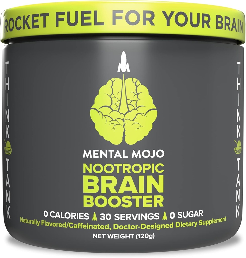 Nootropic Brain Booster (30 Servings) Nootropic Drink Mix " Brain Supplement - Supports Energy, Focus " Memory - Zero Calories, Sugar Free - Kiwi Strawberry