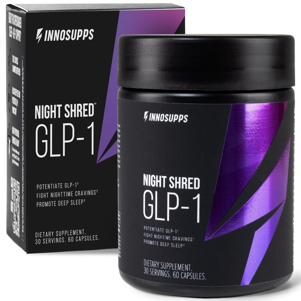 InnoSupps Night ShredTM GLP-1 ← Nighttime Metabolic + Sleep Support* TEN Akkermansia + Ashwagandha TEN 60 Capsules. 30 Serviciones.