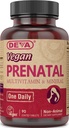Deva Vegan Prenatal Multivitamina y Suplemento Mineral - Una vez por día Fórmula - Vitaminas A, C, D, E, K, B Complejo, con folato " Hierro Chelated - 90 Tabletas Coated, 1-Pack
