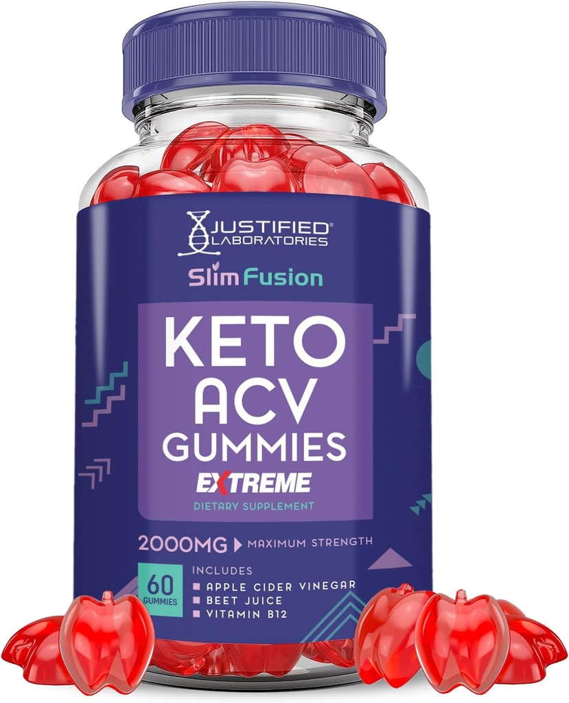 Slim Fusion Keto ACV Gummies Extreme 2000MG Advanced Slimfusion Keto Gummies Apple Sider Vinegar Formulado con Pomegranate Beet Juice Powder B12 Vegan Non GMO 60 Gummys