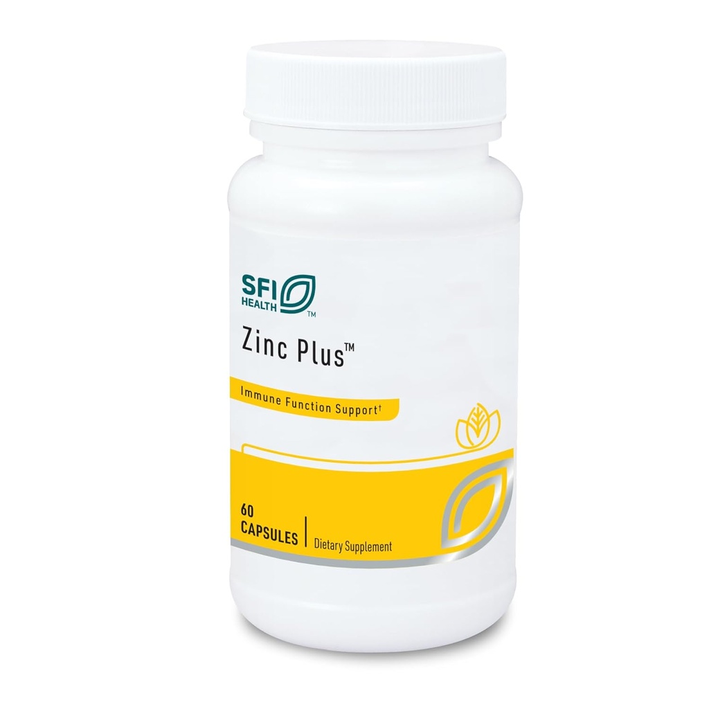 Klaire Labs SFI Health Zinc Plus Immune Support Suplemento - Citrato de zinc con cobre, vitamina B6 &amp; vitamina C - hipoalergénico (60 cápsulas)