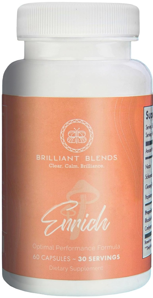 ENRICH Adaptogen Supplement – Doctor-Formulated Blend for Energy, Focus and Atención, and Mood Support Silencio Natural Adaptogen Formula with Clinically Sourced Ingredients TEN Vegan, Non-GMO TEN 30 Servings
