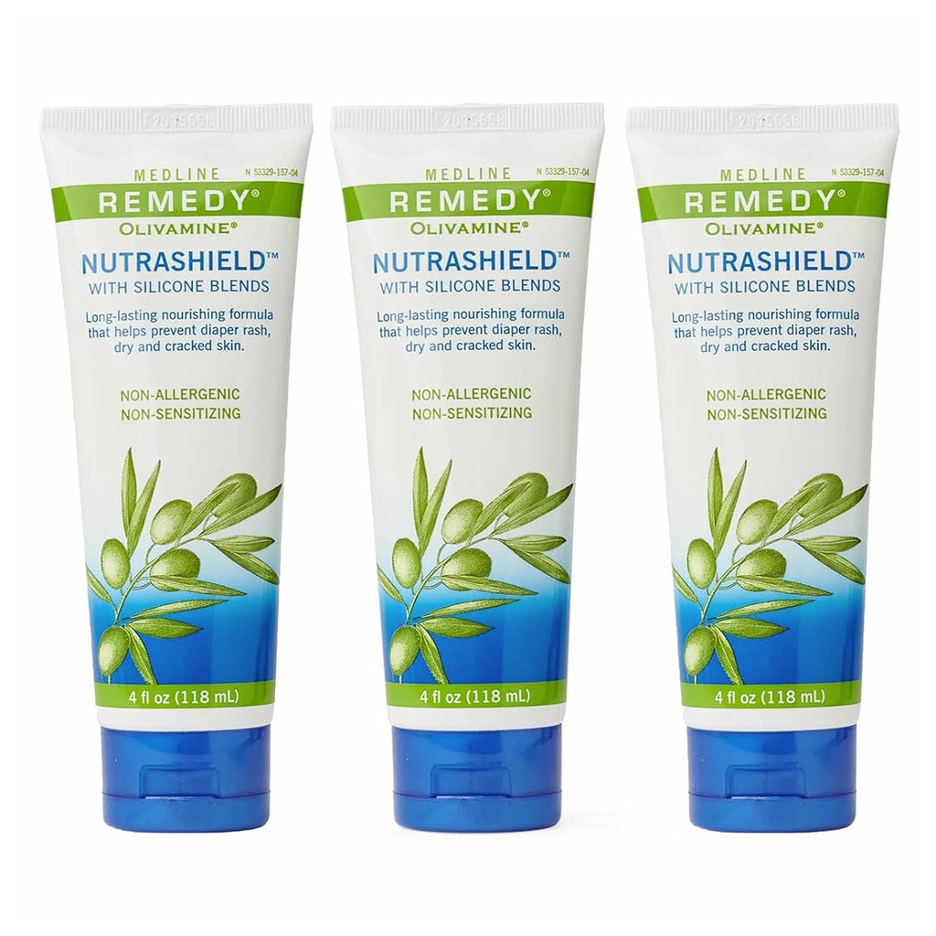 Medline Remedy Nutrashield, Skin Protection, Relieves Chapped or Cracked Skin, Ideal para Dry Denuded Skin, 4 oz (Pack of 3)