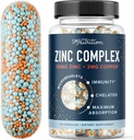 Suplemento de Zinc Microlets para Immune &amp; Acne Apoyo ← Altamente Absorbable Zinc Bisglycinate " Orotate with 2mg Chelated Copper + Vitamin B6  durable Vegan, Gluten-Free ← 60 cápsulas (2 Month Supply)