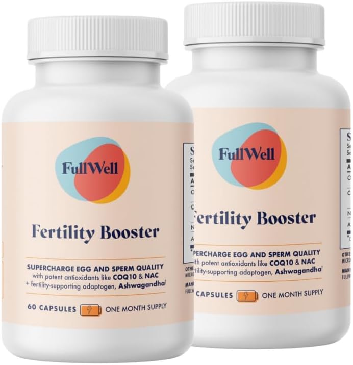FullWell Fertility Booster para Hombres &amp; Mujeres sometidas Concepción Apoyo para la Calidad del Huevo Saludable, Motilidad del Esperma y Fuerza ← Dietitian-Formulated ← Ashwagandha, CoQ10 & NAC, 3er Partido Tested, 60 Servings