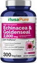 NusaPure Echinacea Goldenseal 200mg, (Extract 10:1, Equivalente a 2.000mg), 200mg, (Extracto 4:1, Equivalente a 800mg) - 2800mg 300 Veggie Caps (Vegetariano, No-GMO, Vegan)