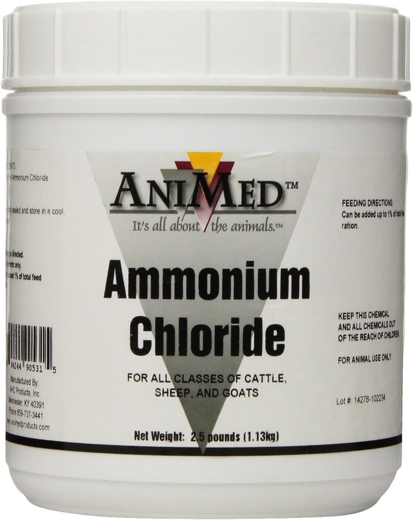 AniMed Powder 99.9-Percent Ammonium Chloride for Horses Dogs Cats Cows Sheep and Goats, 2.5-Pound...