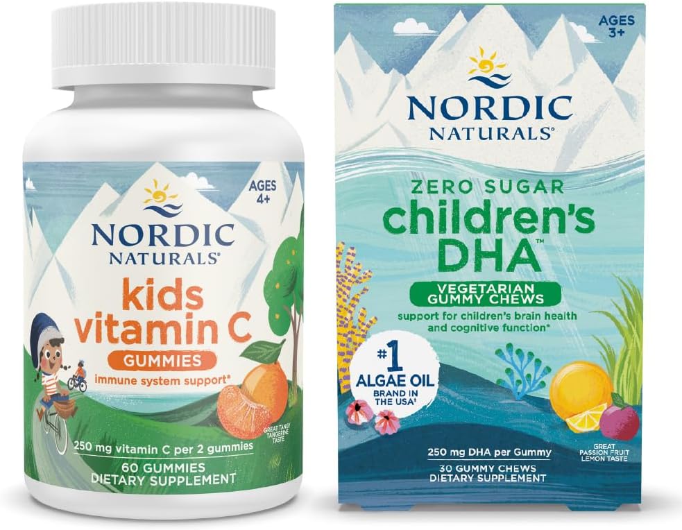 Nordic Naturals Starter Pack - Los niños DHA Veg Gummy Chews and Kids Vitamin C Gummies