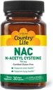 Country Life N-Acetyl Cysteine (NAC) 750 mg – Premium Liver Support and Lung Health Supplement – Powerful Antioxidant Protection, Liver Detox &amp; Cleanse, Immune Support, 30 Vegetarian Capsules