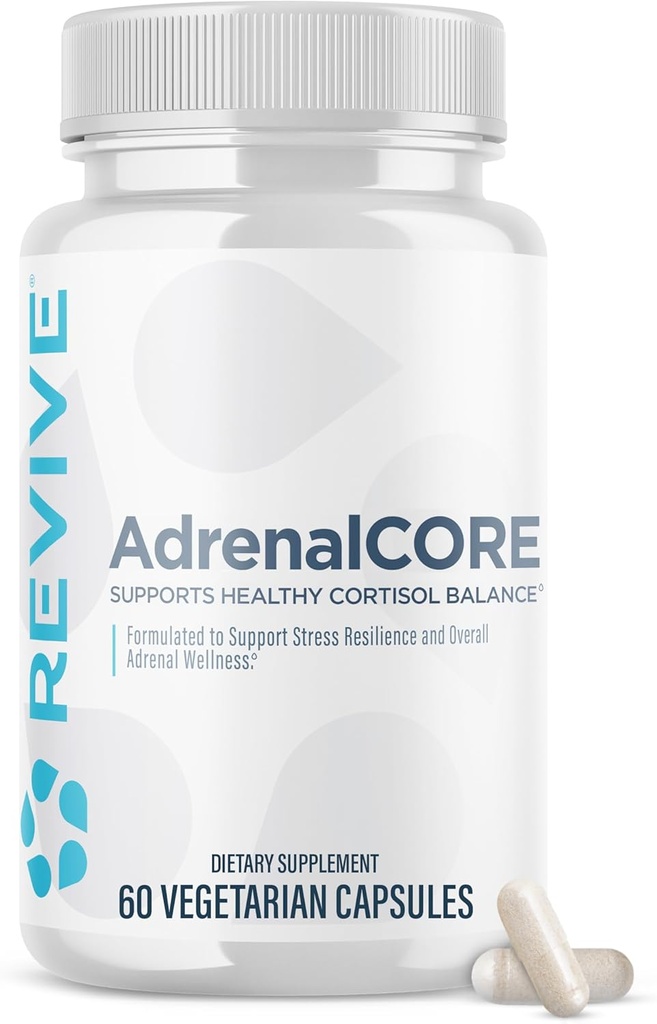 Revive MD Adrenal Support Supplements for Fatigue - Natural Cortisol Manager &amp; Supplement with Rhodiola Rosea & Ashwagandha Promotes Energy Levels " Mental Performance - Men " Women - 30 Servings