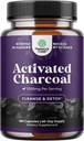 Natures Craft Activated Charcoal Pills Detox &amp; Cleanse - Purifying Coconut Capsules with 1200 mg Por Serving for Bloating Relief - Active Detox Supplement for Body & Gut Health -180 Count