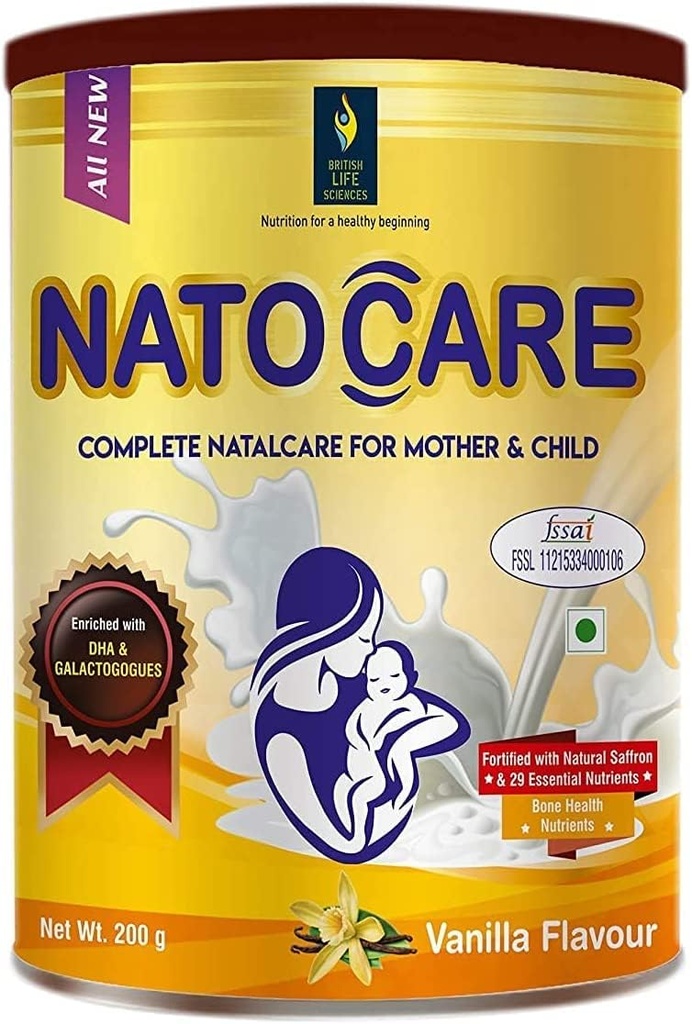 BETT British Life Sciences Natocare ← Suplemento para las madres lactantes y lactantes Silencio Shatavari, Silymarin & Fenugreek Extract to Boost Lactation ← Vanilla Flavour tención 200 g