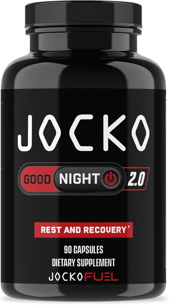Jocko Fuel Good Night Natural Sleep Aid for Adults - Sleeping Pills for Rest &amp; Recovery, Non-Habit Forming with Tart Cherry Extract, L-Theanine, Lavender, & Lemon Balm (90 Capsules) Packaging May Vary