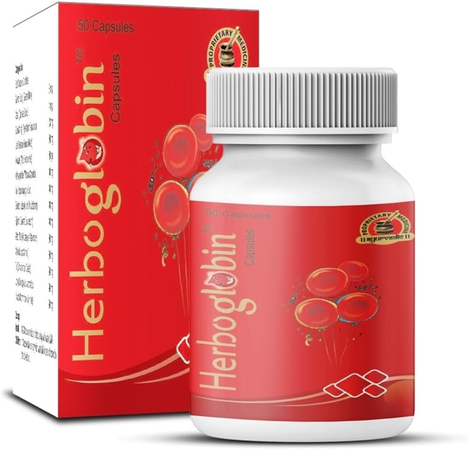 Herboglobin Capsule Herbal Remedy for Iron Deficiency Anemia 4 Packs of 50 Capsules