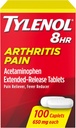 Tylenol 8HR Artritis Dolor de Alivio de Dolor, 650 mg Acetaminofeno para la Artritis Menor &amp; Dolor Conjunto, Reductor de Fiebre, Liberación Extendida, Gentle on Stomach, 100 ct