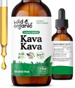 Wild & Organic Kava Kava Tincture 400 mg - Mood Support Supplement - Calming Root Extract Liquid Drops - 2-Month Supply - Vegan, Sugar " Alcohol-Free Drops - 2 fl oz