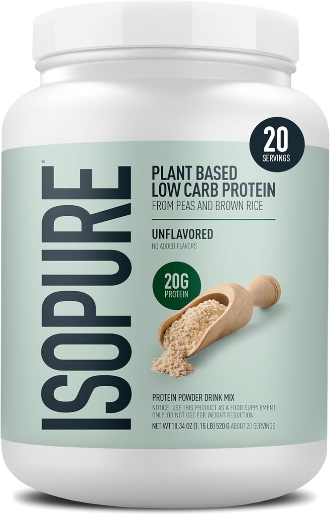 Polvo de proteína de base vegetal, libre de lactosa, libre de gluten, con hierro, saboreado, 20g de proteína vegetal por ser, 1.15 libras, 20 piezas