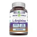Increíble fórmulas L-Arginine Suplemento TEN 500 Mg TENIDO 250 cápsulas TENIDO Aminoácidos Suplemento para Hombres &amp; Mujeres TENIDO NO-GMO ANTE Gluten Free TEN Made in USA