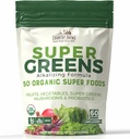 Super Greens Natural Flavor, 50 Ecológicos Super Foods, USDA Organic Drink Mix, Fruits, Vegetables, Super Greens, con Fiber, Mushrooms & Probiotics, Supports Energy, 60 Servings, 900g