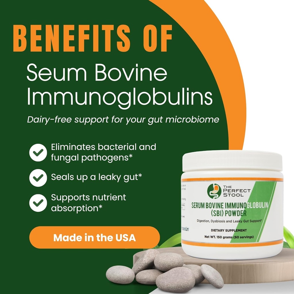 60 Servings – Contiene IgG Ingrediente Patented Immunolin® – El mismo Ingrediente usado en las Fórmulas de OSE líderes – Inmunoglobulina de Bovino Serum (SBI) Polvo – 150g IgG puro sin aditivos