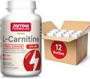 Fórmulas Jarrow L-Carnitina 500 mg, Suplemento dietético, Apoyo a la Producción de Energía Celular, 50 cápsulas vegetales, 50 diarios de suministro de 50 días (Pack of 12)
