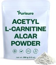 Purisure Acetyl L-Carnitine Powder, 250g, ALCAR Powder, Amino Acid Supplement, Acetyl L-Carnitine Supplement for Better Cognitive Performance and Muscular Endurance, Gluten Free, Non-GMO, 500 Servings