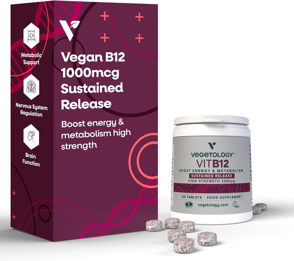 Vitamin B12 Supplements – Vegan B12 Vitamins for Energy Support – VIT B12 Vitamin Supplements for All Ages – Vitamin B12 1000 Mcg (60 Tabs)
