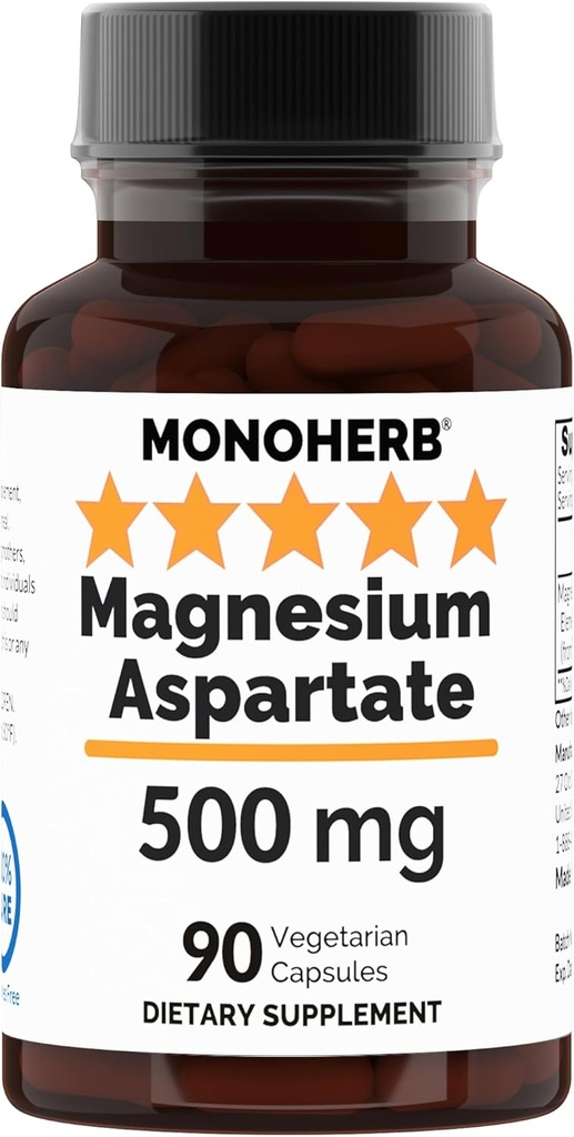 Magnesio Aspartate 500 mg por cápsula - 90 cápsulas de veg