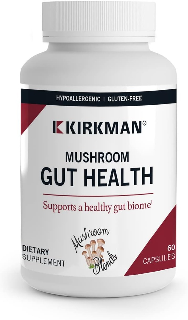 Kirkman - Mushroom Gut Health - 60 cápsulas - Asistencia Gut Health - Ayudas Immune Health - Hypoallergenic