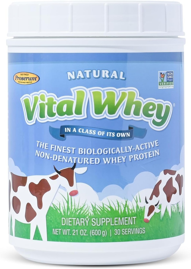Polvo de proteína de grano para la vitalidad inmune, sabor natural 600g (30 servidos), 15g Proteína por ser, Vital Whey, Holística limpia, Wellness Nutrition