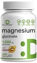 Magnesium Glycinate 500mg Por Capsule (1000mg Por Serving) Plus Vitamina C, 240 cápsulas – 100% Chelated for Easy Absorption – Essential Mineral Supplement
