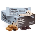 Perfect Collagen Protein Bares, Gluten Free Grass Fed Collagen + MCT Aceite, Bajo Carb, No Sugar Añadido, Alta Proteína Snacks, Keto Diet Foods, 11g Protein, 18g Fat, 3g Net Carbs, Chocolate Chip, 12 Bares