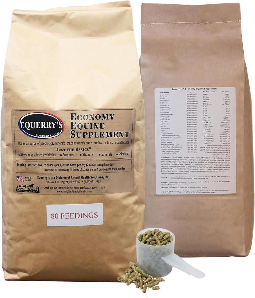 Equerry's Economy Equine Suplemento - Horse Probiotics ← Suplemento para Caballos TENIDO Vitaminas y Minerales Suplemento con Enzymes y Selenium, 10lb