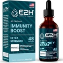 E2H Advanced Immune Defense Supplement - All-Natural Immune Booster - Immune Support Supplements Drops - Contiene Holy Basil, Papaya Leaves and Red Banded Polypore - Non-GMO, Vegan - 2 Fl Oz