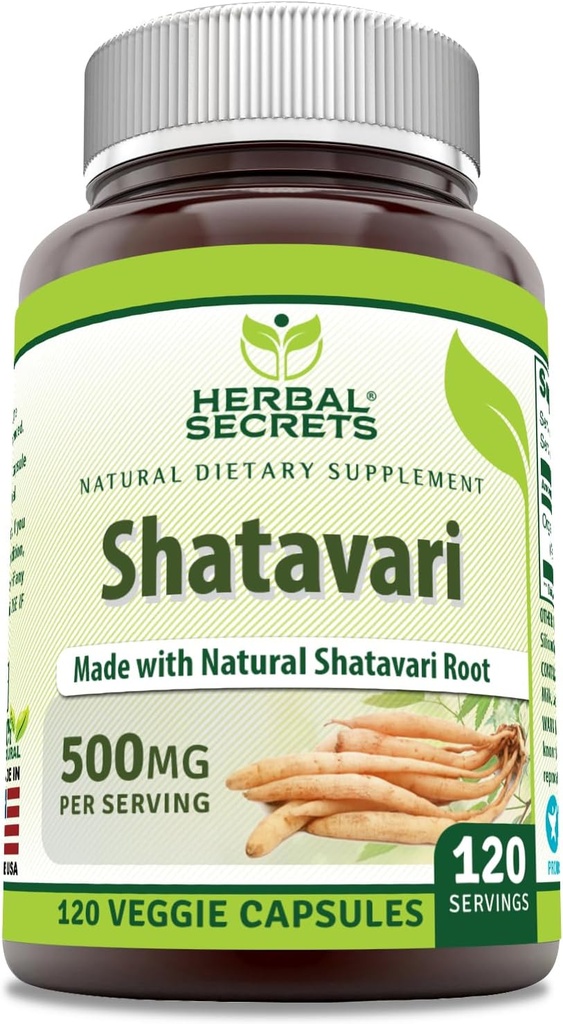 Herbal Secrets Shatavari Suplemento TEN 500 Mg Por Serving TEN 120 Veggie Capsules Silencio No-GMO ANTE Gluten-Free ANTE Made in USA