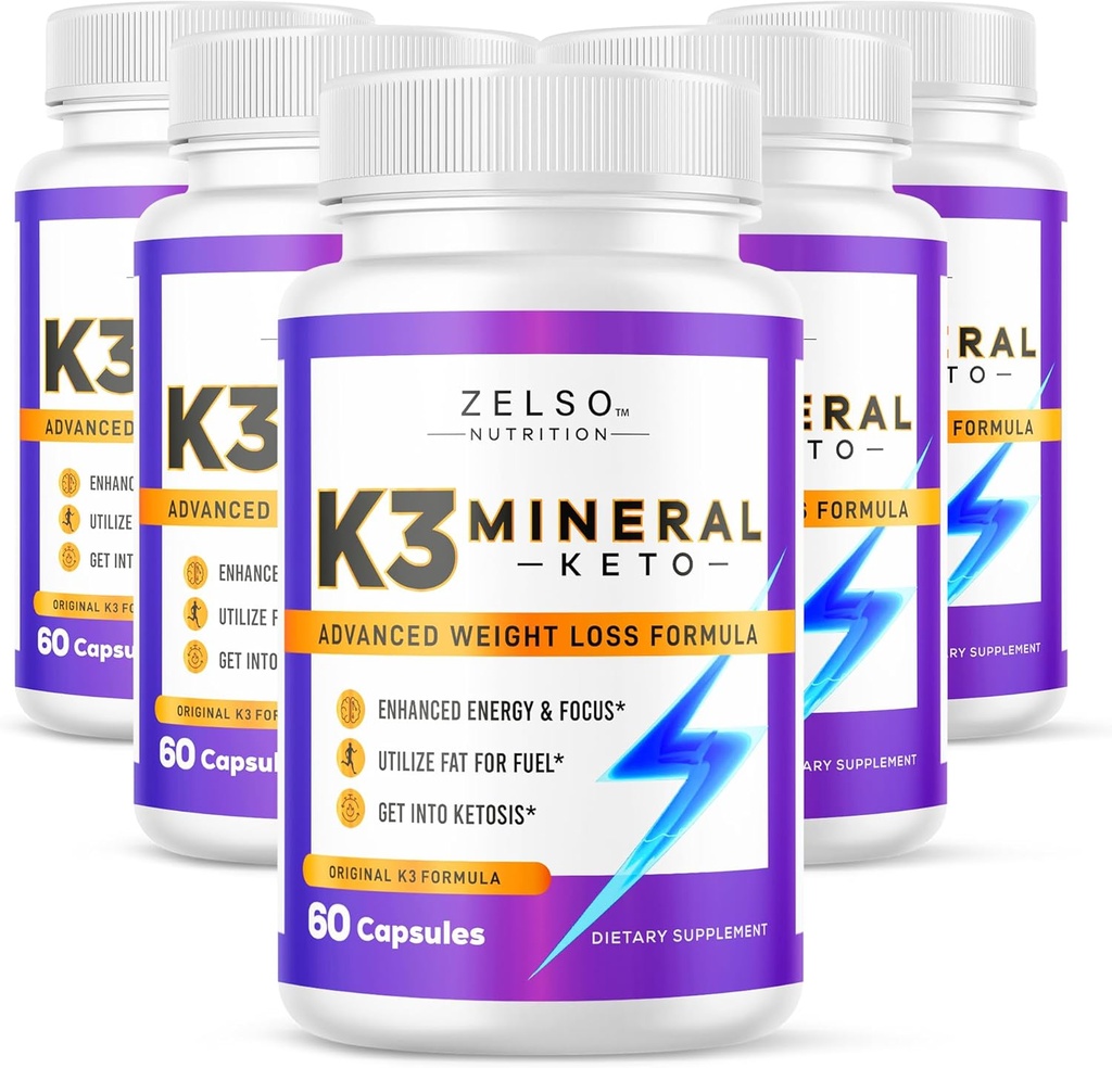 ZELSO (5 Pack) K3 Mineral Weight Pills for Women and Men, K3 Mineral Pills - K3 Salt Mineral, Vitamina + K3 Capsules Suplemento para Keto Weight Pérdida - 5 meses de suministro